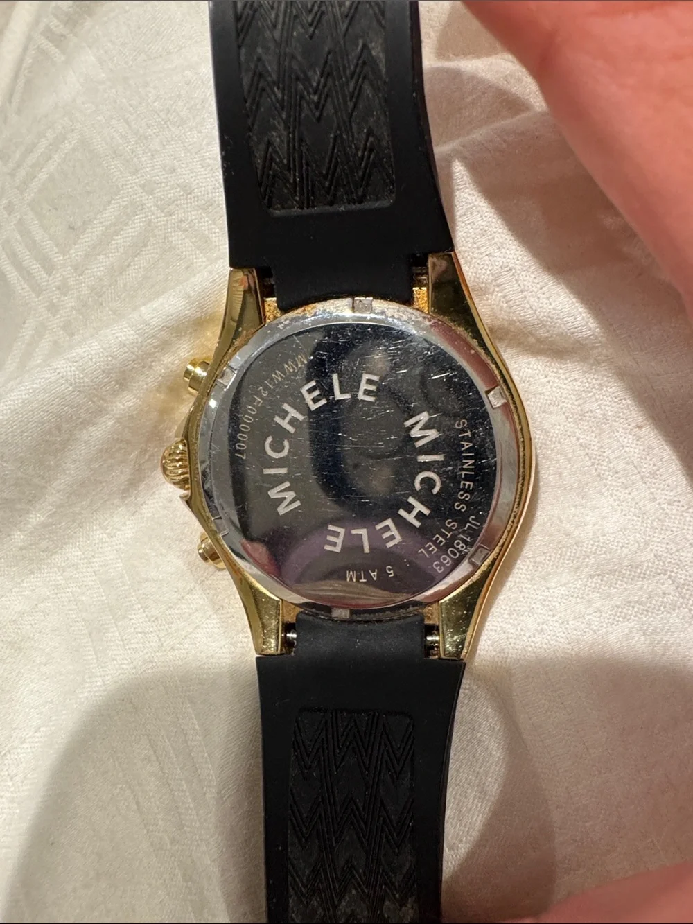 Women's MICHELE Black and Gold Chronograph Watch - Classic Dress Style